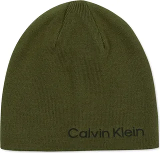 Calvin Klein Men's Tweed Logo 2-In-1 Reversible Beanie