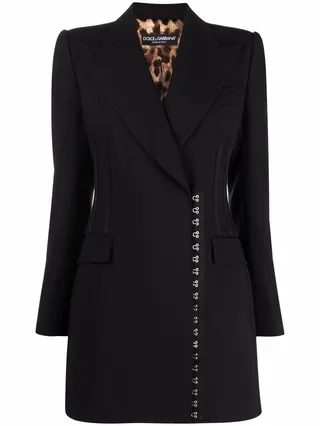 Side-Fastening Virgin Wool Coat