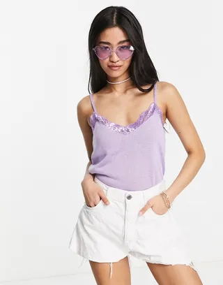 Y.A.S Debra lace trim cami top in lilac