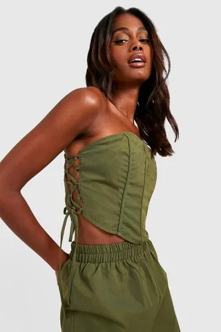 Lace Up Seam Detail Corset
