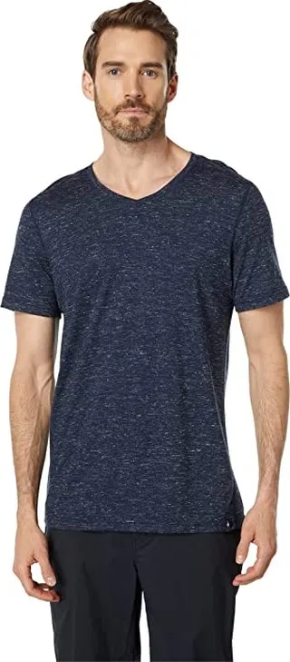 Smartwool Everyday Exploration Merino V-Neck Tee (Deep Navy Heather) Men's Clothing