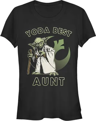 Junior's Star Wars Yoda Best Aunt T-Shirt - Black - Medium