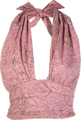 Abstract Print Halterneck Top