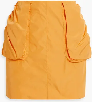 Ruched taffeta mini skirt