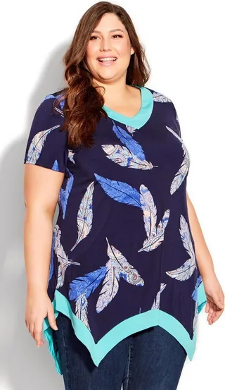 EVANS | Women's Plus Size Coleen Print Tunic - navy - 20W
