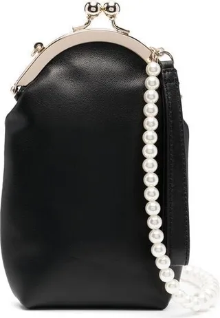 Faux-Pearl Embellished Pouch Bag