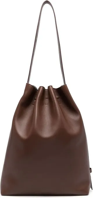 Drawstring Leather Shoulder Bag