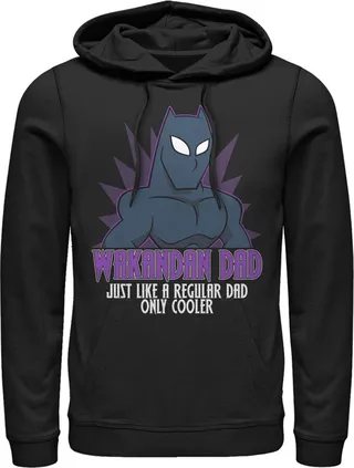 Men's Marvel Black Panther Wakandan Dad Just Like a Regular Dad Only Cooler Pull Over Hoodie - Black - 2X Large