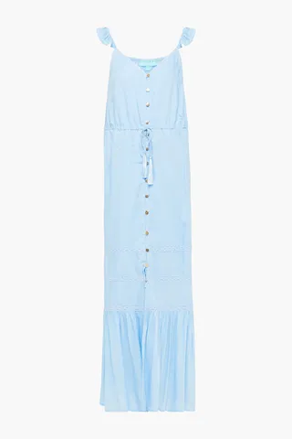 Alanna ruffled lace-trimmed voile maxi dress