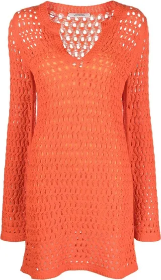 V-Neck Crochet Dress
