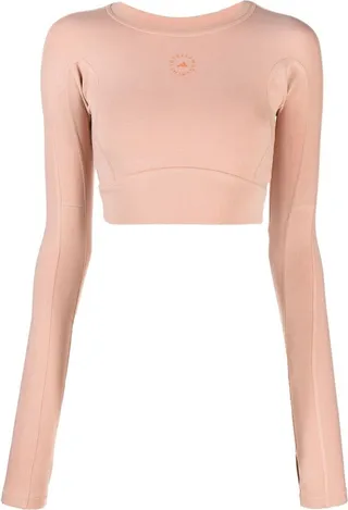 Logo-Print Cropped Performance Top