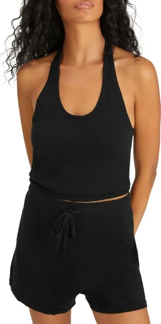 Essential Womens Knit Cropped Halter Top