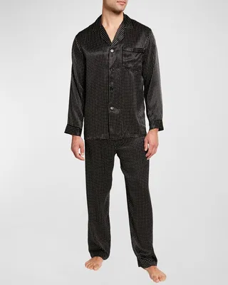 Men's Silk Dot Pajama Set