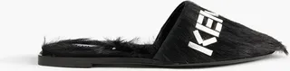 Logo-appliquéd shearling slippers