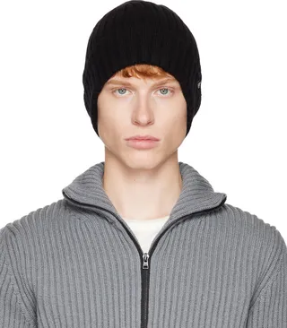 SOPHNET. Black Ribbed Beanie