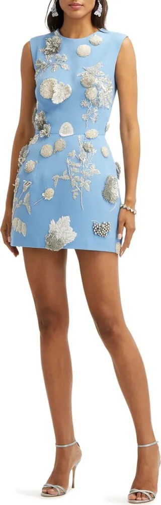 3D Floral Embroidered Sleeveless Cocktail Minidress