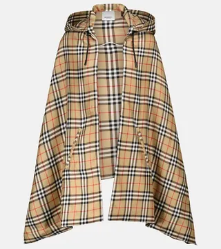 Hooded silk cape