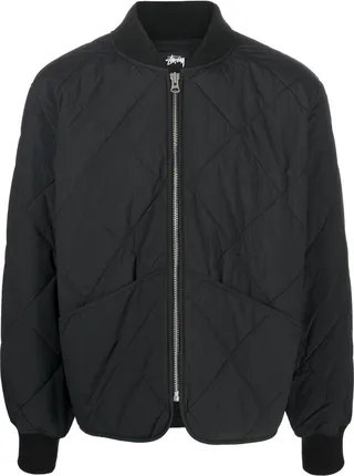 Dice-Print Quilted Bomber Jacket