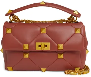 Large Roman Stud Matelassé Quilted Leather Shoulder Bag