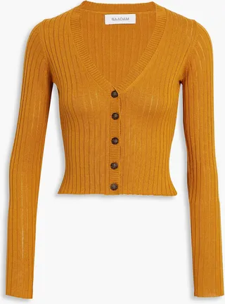 Ribbed silk and cashmere-blend cardigan