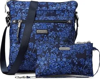 Baggallini Go Bagg with RFID Phone Wristlet (Ink Hydrangea) Cross Body Handbags