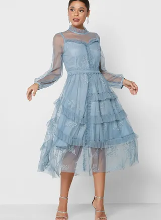 Embossed Tulle Dress
