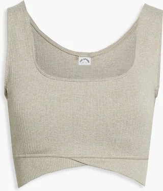 Mélange ribbed-knit sports bra
