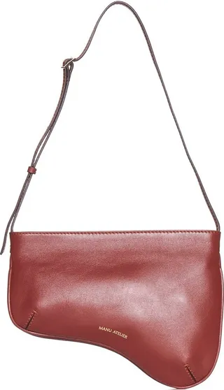 Manu Atelier Logo-Embossed Curve-Detail Shoulder Bag