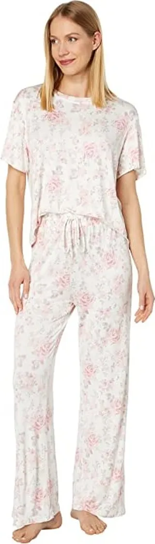Honeydew Intimates All American Jersey PJ Set (Cream Roses) Women's Pajama Sets