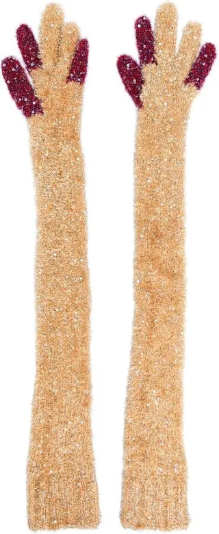 Extra-Long Glitter-Knit Gloves