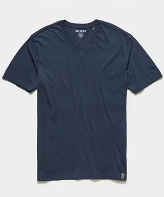 Made in L.A. Premium Jersey V Neck Tee in Navy