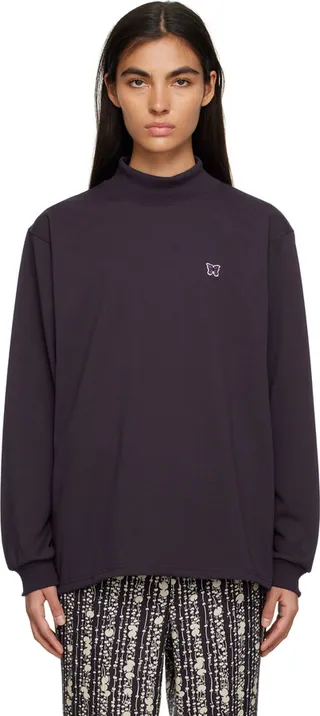 NEEDLES Navy Embroidered Turtleneck