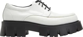 Abraded Leather Chunky Lace Ups Lace-up Shoes White