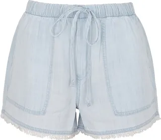 Bella Dahl Blue Frayed Chambray Shorts