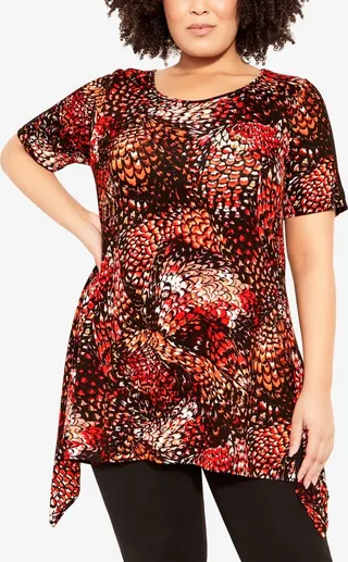Avenue Plus Size Ayla Mesh Sleeve Tunic Top