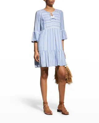 Just Beachy Striped Tiered Dress