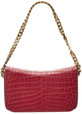 Saint Laurent Elise Croc-Embossed Leather Shoulder Bag