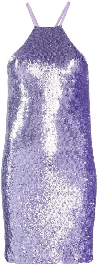 Sequin-Embellished Open-Back Dress