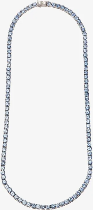 18K White Gold Sapphire Diamond Tennis Necklace