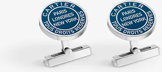 Mens Blue Lacquer Double C de Palladium-plated Sterling-silver Cufflinks