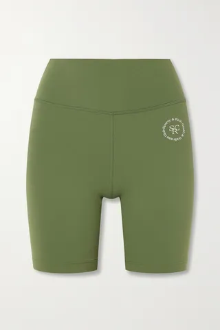 Sporty & Rich - Printed Stretch-jersey Bike Shorts - Green