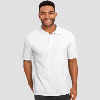 Hanes Men's Big & Tall X-Temp Performance Pique Polo Short Sleeve Shirt - White 3XL