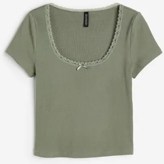 Lace-trimmed Cotton Top
