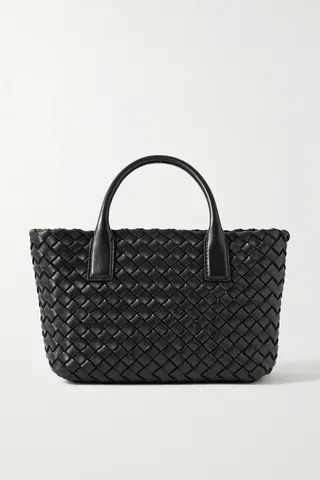 Bottega Veneta - Cabas Mini Intrecciato Leather Tote - Black