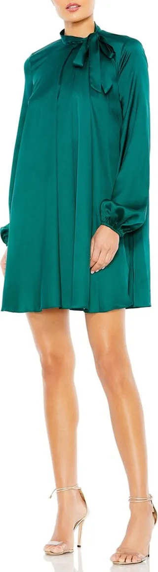 Long Sleeve Satin Shift Minidress