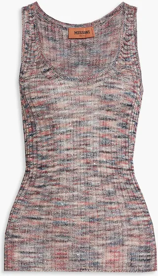 Space-dyed crochet-knit tank