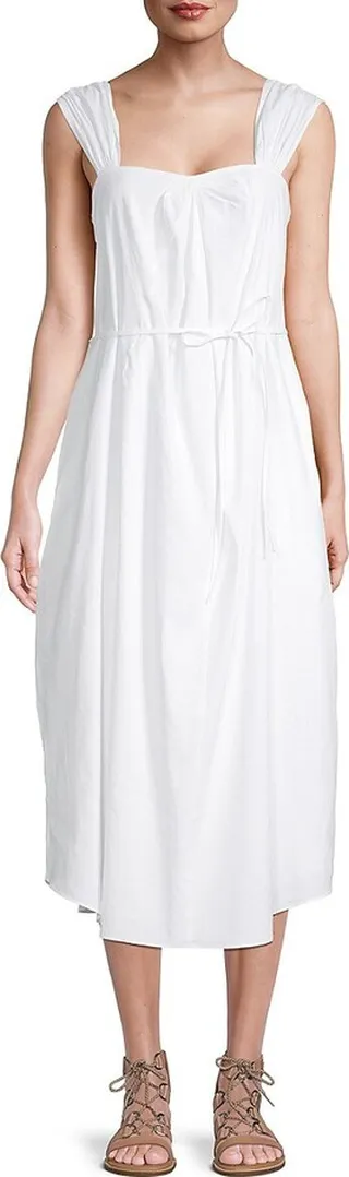 Poet Linen-Blend Midi Dress