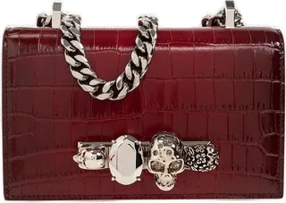 Alexander McQueen Skull Embellished Embossed Shoulder Bag
