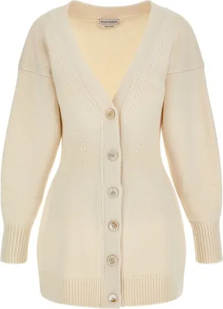 Alexander McQueen Button-Up Knitted Mini Dress