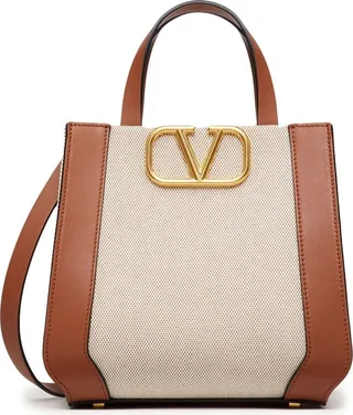 small VLogo Signature canvas tote bag